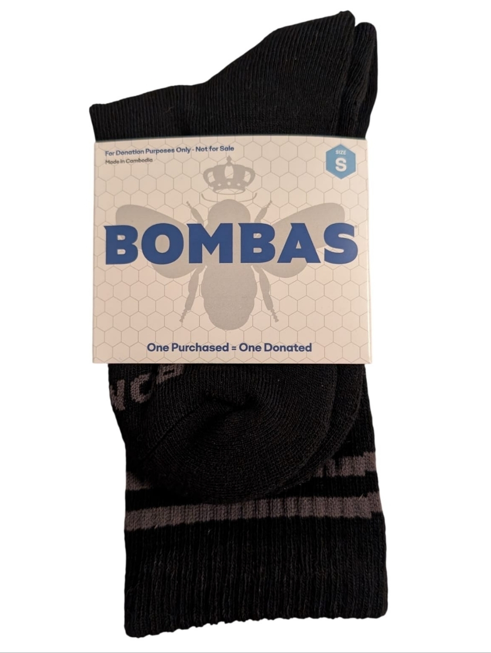 Bombas Black Cushioned One Pair Crew Socks Arch Support Antimicrobial Small NWT
